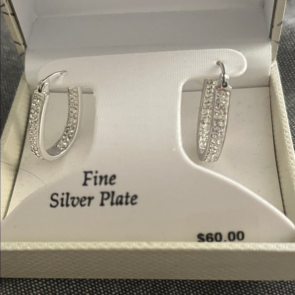 Elegant Silver-Plated Crystal Hoop Earrings